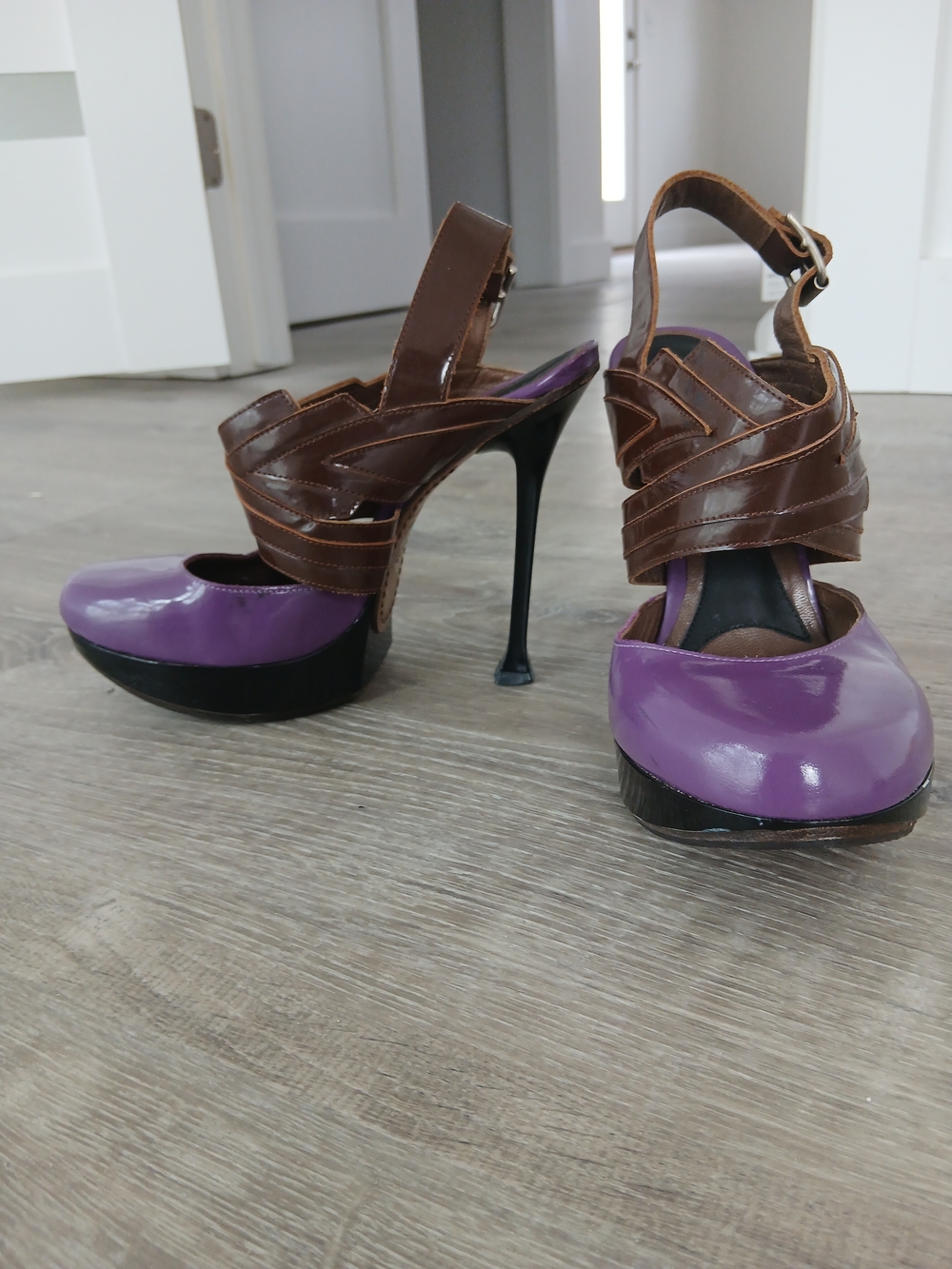 Marni Purple and Brown Platform Stiletto Sandals